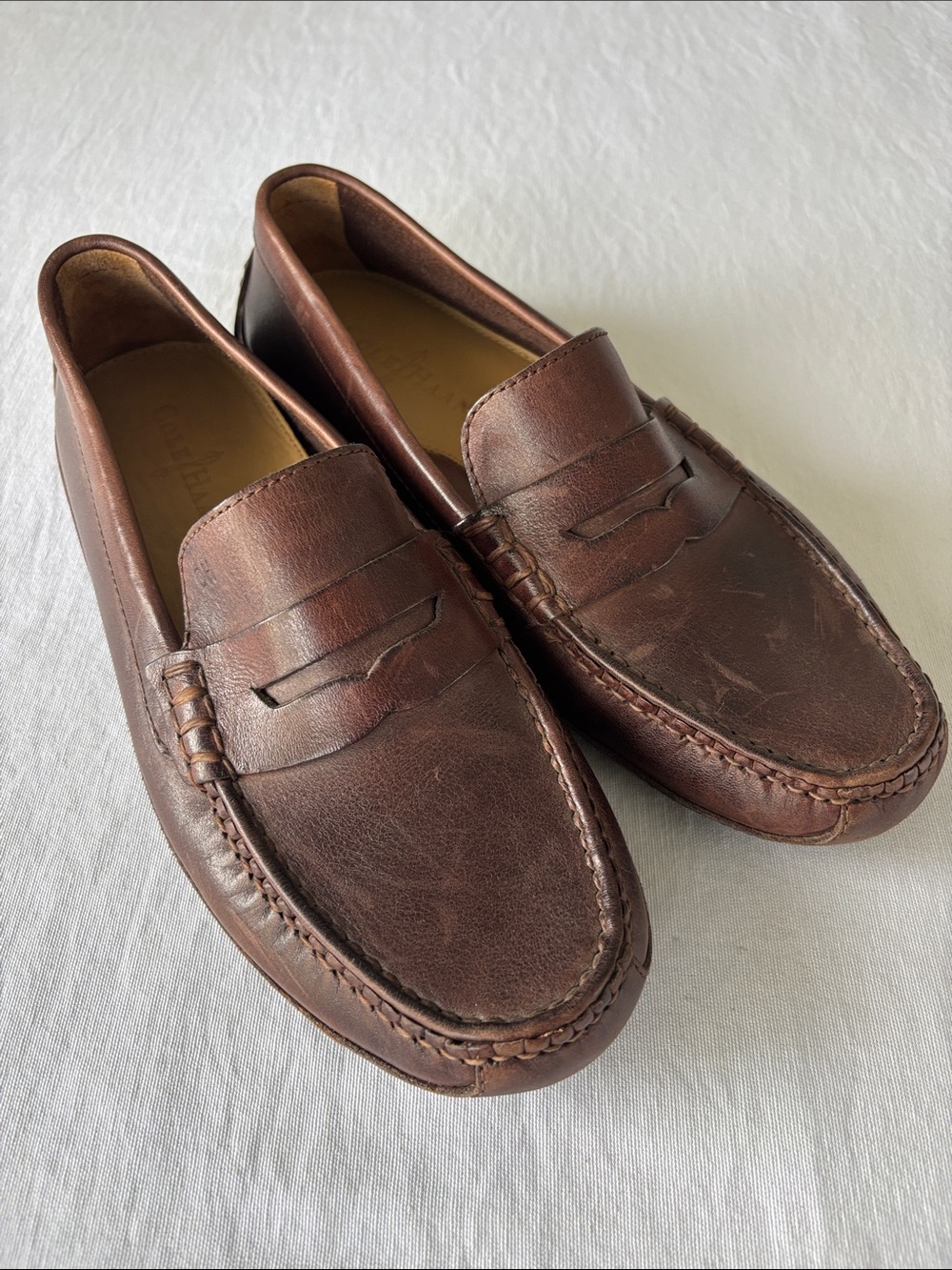 Cole Haan Grant Canoe Brown Leather Penny Loafers